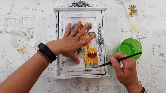 Decoupage # key cabinet with sunflowers #ITDCoolection #pentart # DIY tutorial... смотреть онлайн