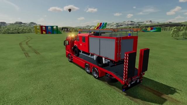 MERCEDES FIRE DEPARTMENT VEHICLES TRANSPORT WITH COLORED MAN TRUCKS ! - FS 22 смотреть онлайн