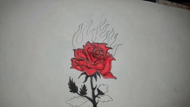 |??a beautiful rose drawing with fire?| How to draw beautiful flower drawing| смотреть онлайн