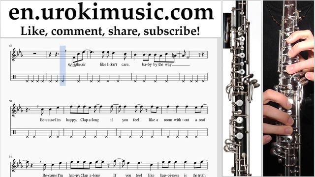 How To Play Oboe Pharrell Williams - Happy Part#2 Melody School Learn Class Course Tutorial Sheet