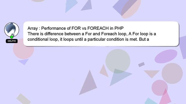 Array : Performance of FOR vs FOREACH in PHP смотреть онлайн