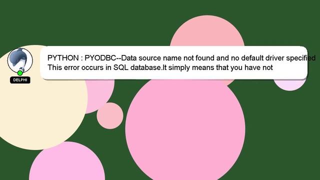 PYTHON : PYODBC--Data source name not found and no default driver specified смотреть онлайн