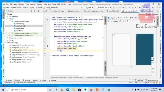 Android Studio Basic Level|Kotlin basics|Tamil |part-8 |Android studio Recyclerview Basic and Inten смотреть онлайн