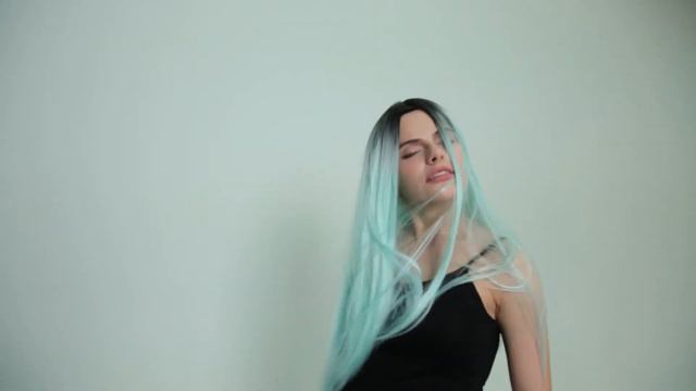 Ombre black to mintgreen long straight synthetic hair wig смотреть онлайн