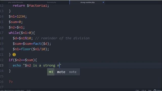 Checking Strong number and generating all strong numbers within a range in PHP смотреть онлайн