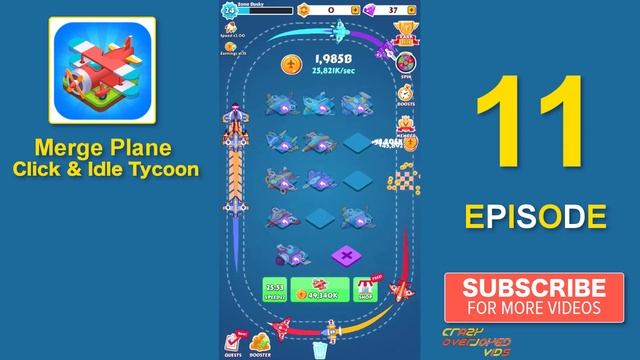 Merge Plane Click & Idle Tycoon Gameplay Unlocking Plane No.20 Jets-3 Plane And No.21 Toy Gun Plane смотреть онлайн