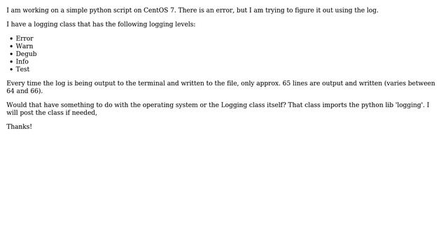 Python logging output limited to ~65 lines смотреть онлайн