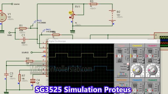 (Demo) SG3525 Pulse width modulation controller IC Proteus Simulation смотреть онлайн