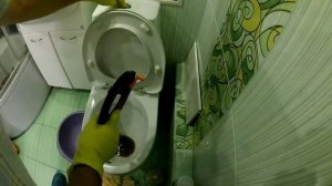 Засор в унитазе  Упал туалетный блок