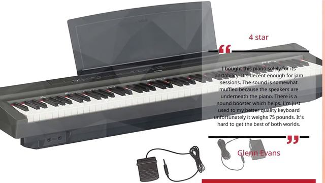 YAMAHA P125 88-Key Weighted Action Digital Piano with Power Supply and Sustain Pedal, Black смотреть онлайн