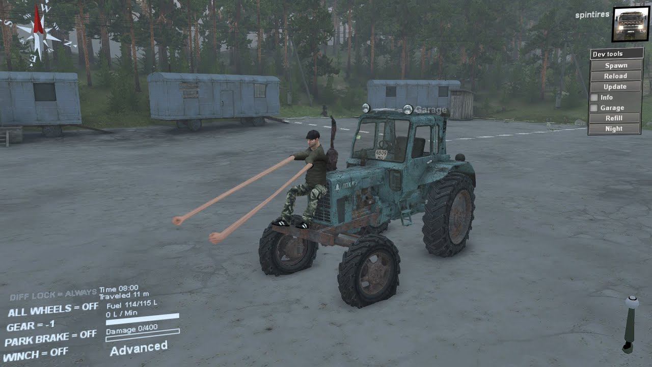 SpinTires 08.11.2015 -23.10.2015(Урок5)Как посадить водителя в машину и отрегулировать