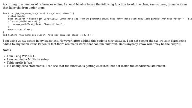 Wordpress: Problem adding 'has-children' class to wp_nav_menu смотреть онлайн