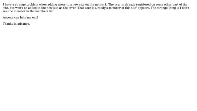 Wordpress: Multisite error when adding a user: already a member of this site смотреть онлайн