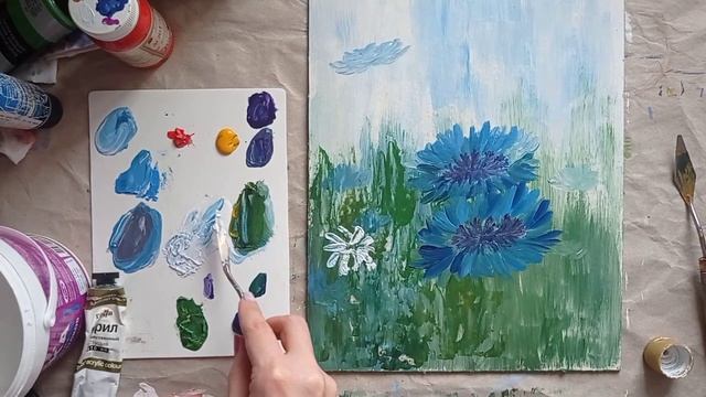 Рисование акрилом | Полевые цветы смотреть онлайн