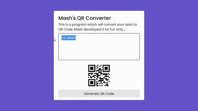 Mash's QR Code Generator || HTML, CSS, JS || Mash Catg смотреть онлайн