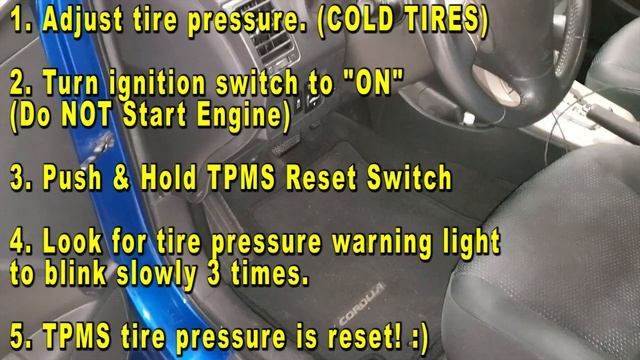 Toyota Corolla How To Use TPMS Tire Pressure Monitoring System Reset Switch Button 2009 To 2013 смотреть онлайн