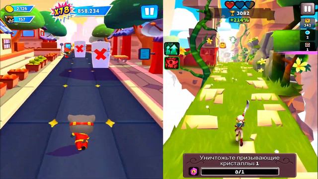 Talking Tom Hero Dash VS Blades of Brim Соревнование Супер Том VS Фей смотреть онлайн