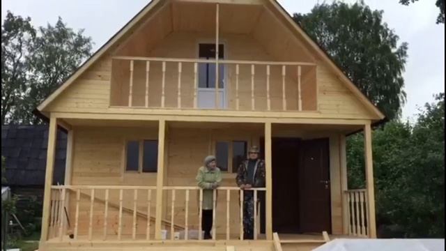 Двухэтажный каркасный дом 6х7 м. с террасой и балконом от компании Мидиал смотреть онлайн