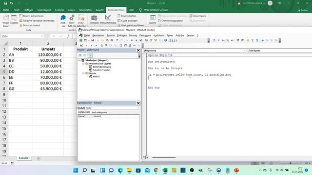 EXCEL VBA letzte befüllte Zeile & Spalte ermitteln und in einer Msgbox ausgeben смотреть онлайн