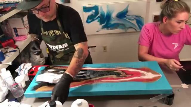 12x36 Resin Pour Live using Stone Coat’s Art Coat, Just Resin pigments and Artisue Gold смотреть онлайн