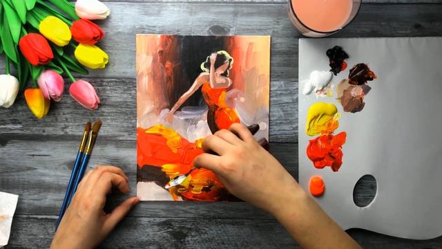 РИСУЕМ ТАНЕЦ • Как нарисовать девушку • Картина мастихином • Подробный урок рисования для начинающи смотреть онлайн