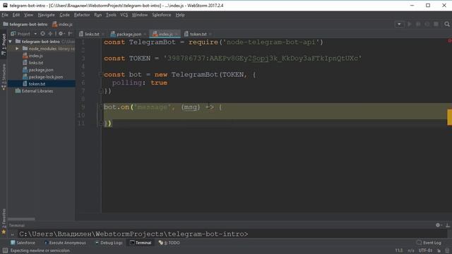 Создание Telegram бота на Node.js / #4 - Создание простого бота смотреть онлайн