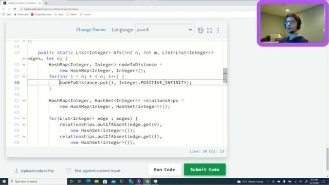 Let's do some coding! Doing a HackerRank breadth first search problem! смотреть онлайн