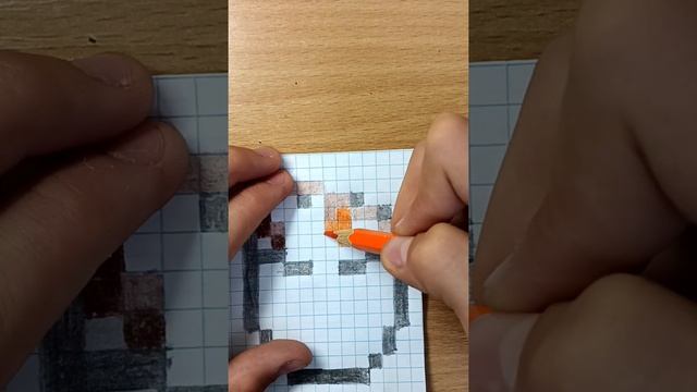 Рисую рыбку из майнкрафта в ведре.@рисунки по клеточкам смотреть онлайн