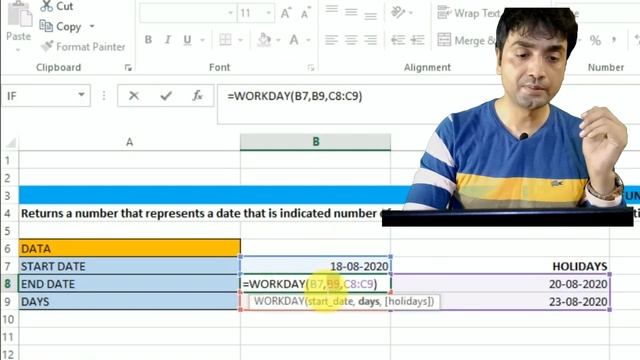 Excel Workday function: Find end date - exclude weekends & holidays | Workday and Workday.intl смотреть онлайн
