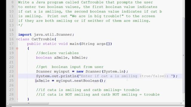 Exercise 3 Week 2 - Java Tutorial Cat Trouble IF Else Statements Boolean Values смотреть онлайн