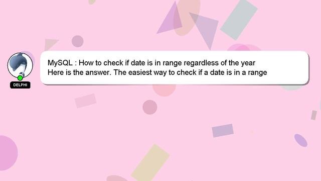 MySQL : How to check if date is in range regardless of the year смотреть онлайн