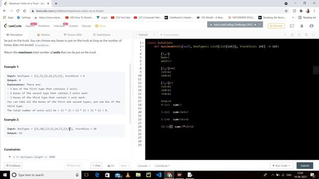 1710 Maximum Units on a Truck | June LeetCoding Challenge 2021 , Maximum Units on a Truck(Easy) смотреть онлайн