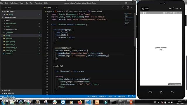 Como saber si estoy conectado a internet con React Native expo смотреть онлайн