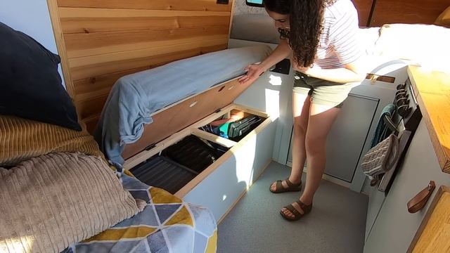 VAN TOUR | Hidden Shower, Fixed Bed & Full-Sized Kitchen In A MWB VW Crafter | Self-Build