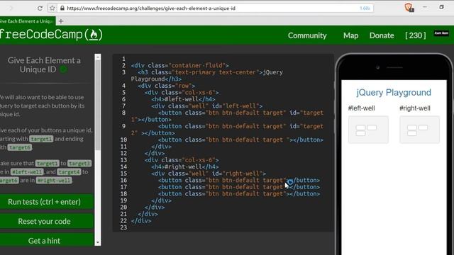 Give Each Element a Unique ID- freeCodeCamp Responsive Design with Bootstrap lesson #29 смотреть онлайн