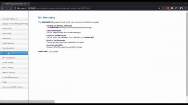Huawei E8372H-155 Web Interface Settings / User Manual