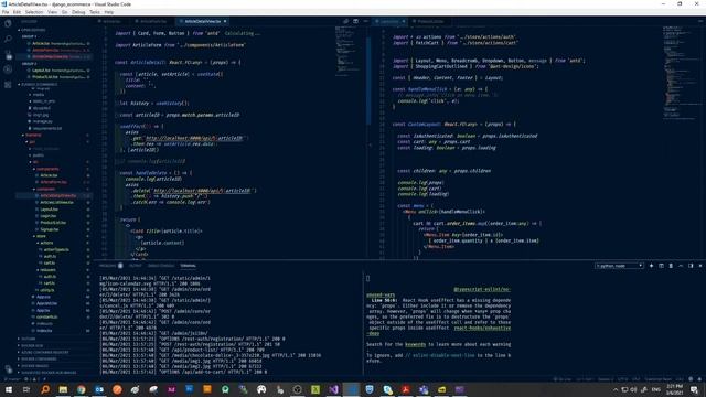 Fullstack app VSCode [ecommerce django react redux antdesign in typescript][part 2] смотреть онлайн