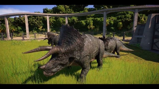 T-REX vs TRICERATOPS vs NASUTOCERATOPS - Jurassic World Evolution 2 смотреть онлайн