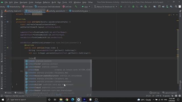 How To Pass Data From One Activity To Another Activity || Android Studio Tutorial [2022] смотреть онлайн