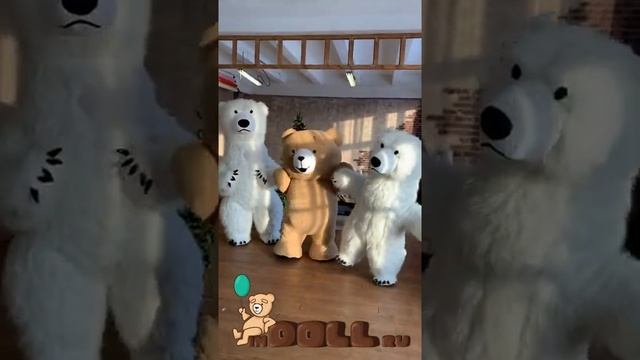 Надувная ростовая кукла Белый медведь 2м и 2,6м на фотосессии Медведи гиганты/великаны Пневмокостюм