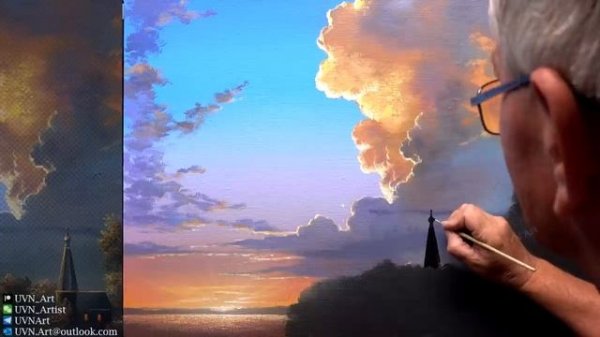 "EVENING CHIME" Acrylic painting. Artist - Viktor Yushkevich. #106 photos 2022.