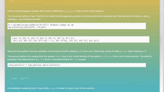 Symbolic solution of equation system using Sympy with trivial solutions depending on symbols смотреть онлайн