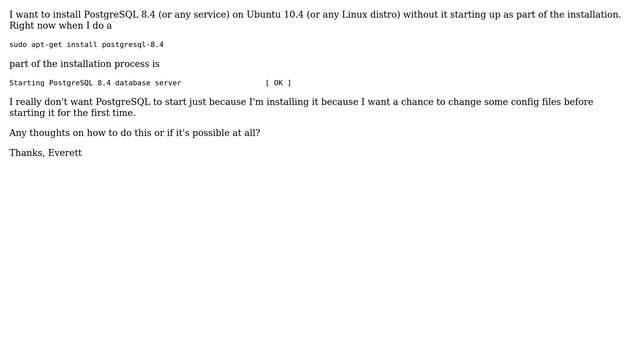 Install PostgreSQL on Ubuntu without starting it смотреть онлайн