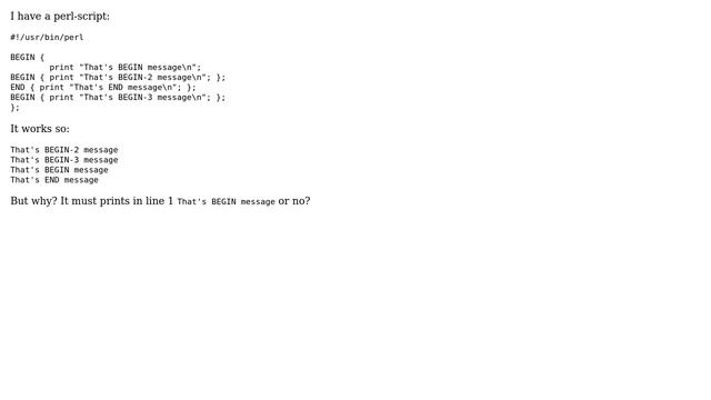 Unix & Linux: BEGIN {...}; in Perl смотреть онлайн