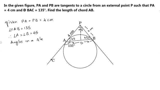 In the given figure PA and PB are tangents to a circle from an external point P such that PA = 4 cm смотреть онлайн