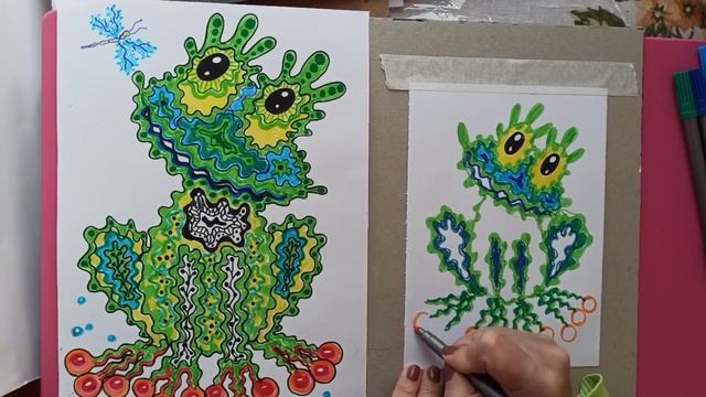 Drawing For Children. ? Frog. Как нарисовать ? лягушку .Рисование для Дудлинг.Арттерапия.青蛙為兒童繪畫