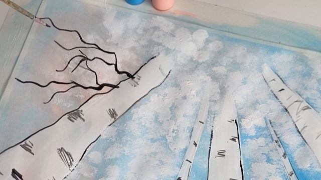 Рисуем зиму Учимся рисовать Рисуем солью Снежный простой пейзаж для тех кто не умеет рисовать смотреть онлайн