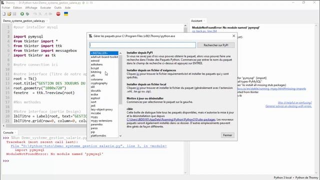 TUTO PYTHON IDE COMMENT : installer le module PyMySQL depuis notre IDE Thonny смотреть онлайн