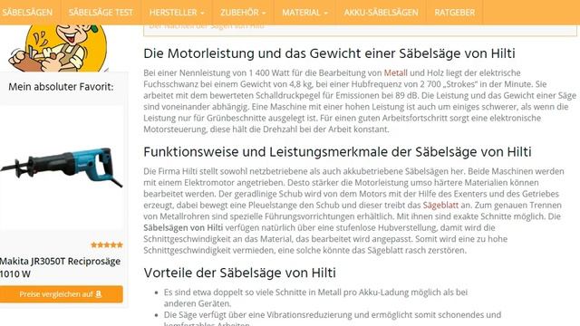 Säbelsägen von Hilti | Infos, Tipps und Testsieger | SaebelSaegen.net