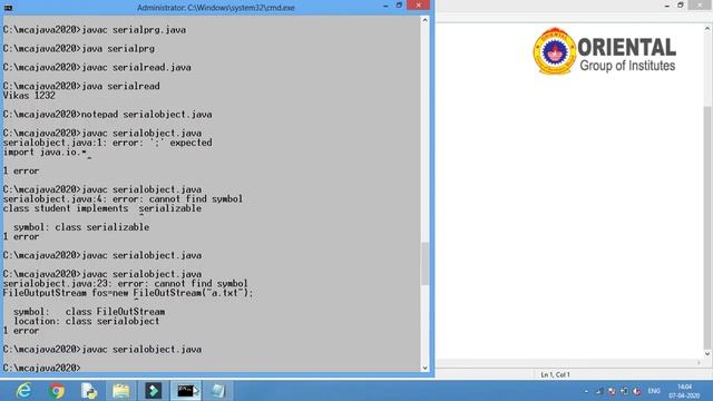 Coding in JAVA for Serialization and De-Serialization of Object смотреть онлайн